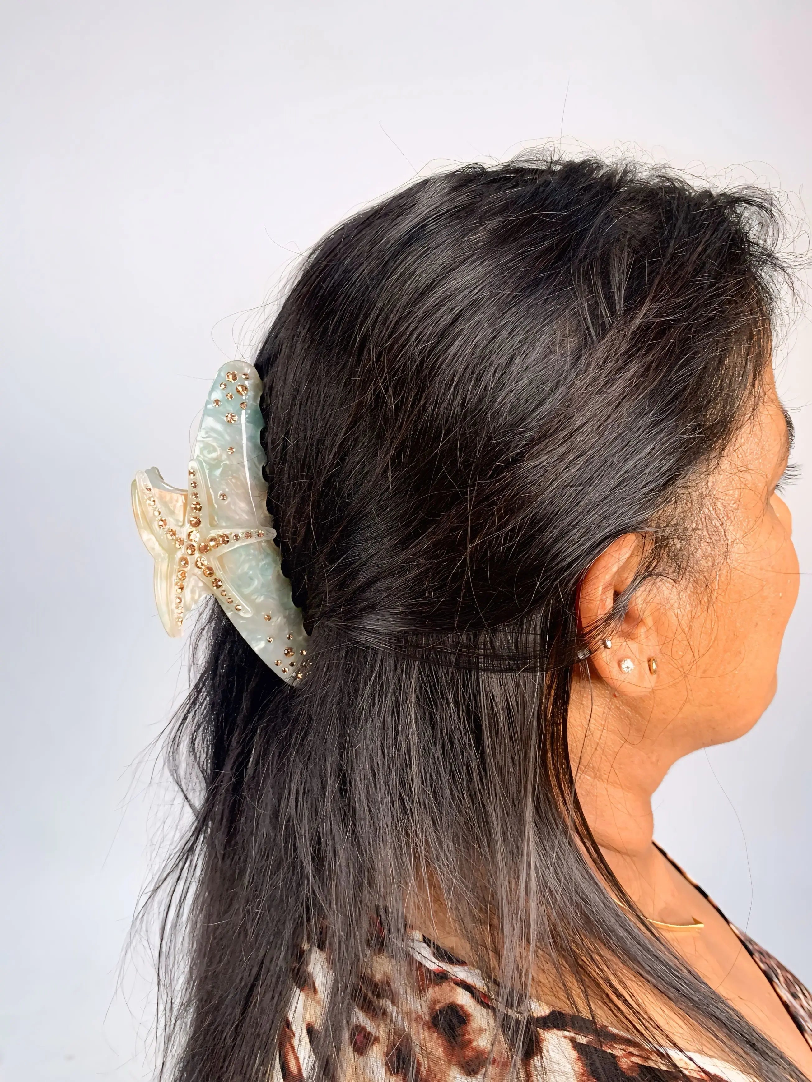 Pearly starfish Claw Clip hibiscus lush