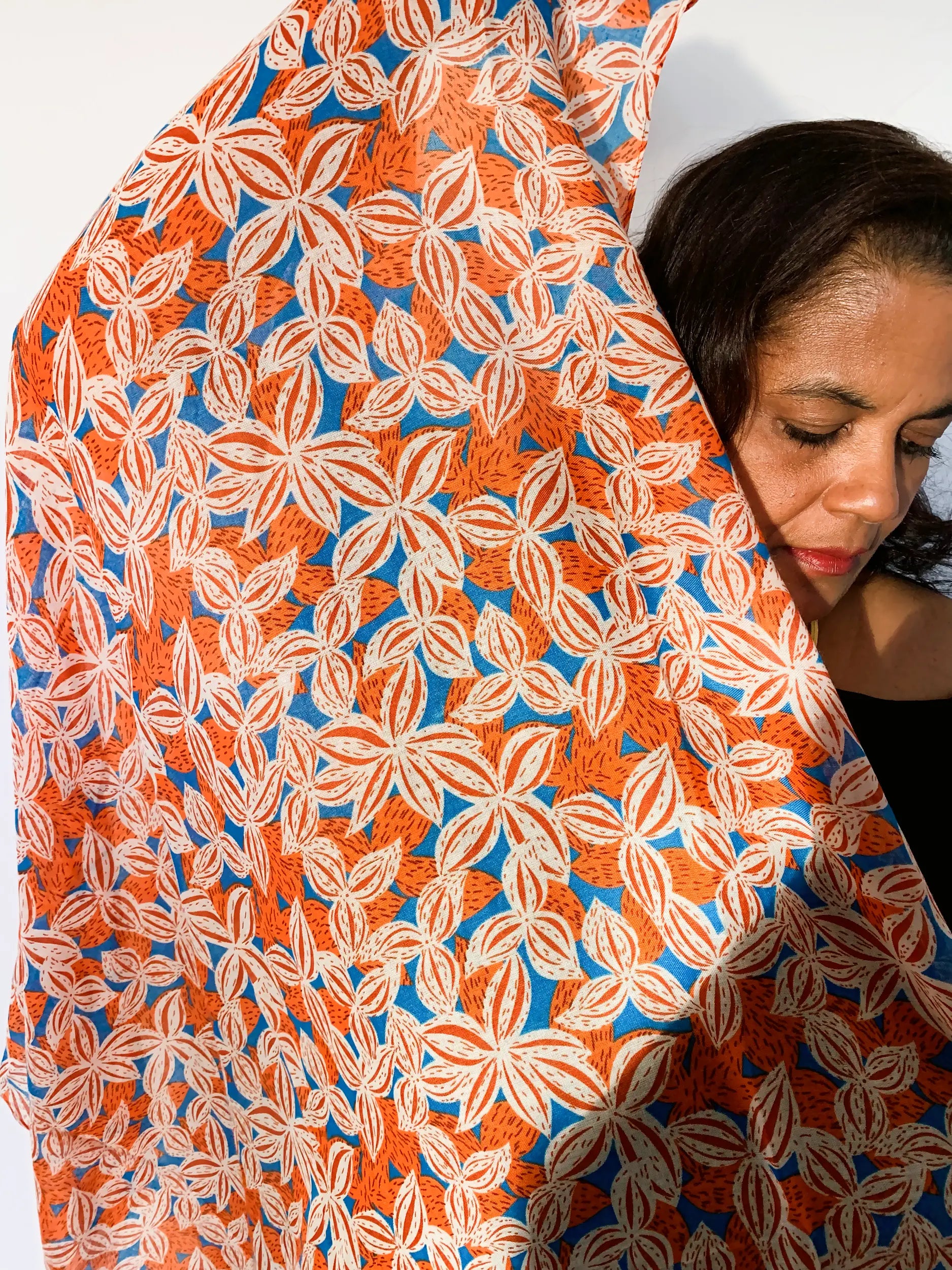Sienna Blue Scarf hibiscus lush